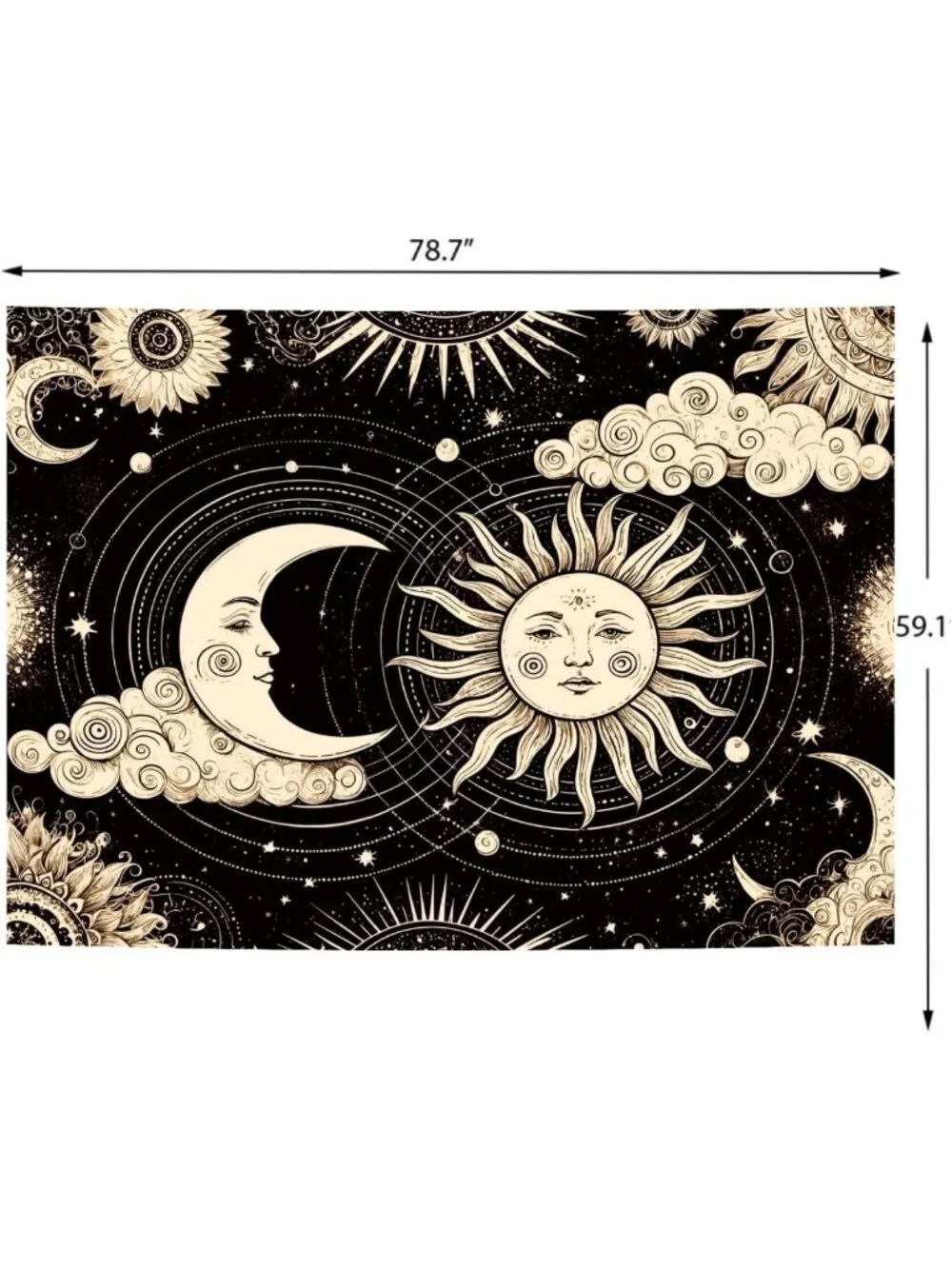 Boho Sun and Moon Tapestry Wall Hanging - Mystic Aesthetic Decor for Bedroom